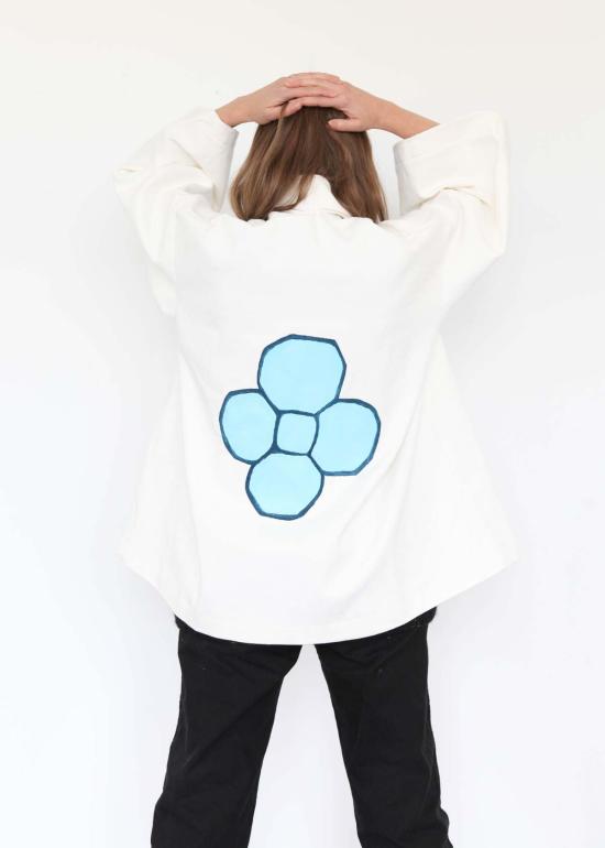  Jess Feury 데님 팬츠 캔버스 재킷/등에 꽃무늬 흰색 - OTHER BRANDS