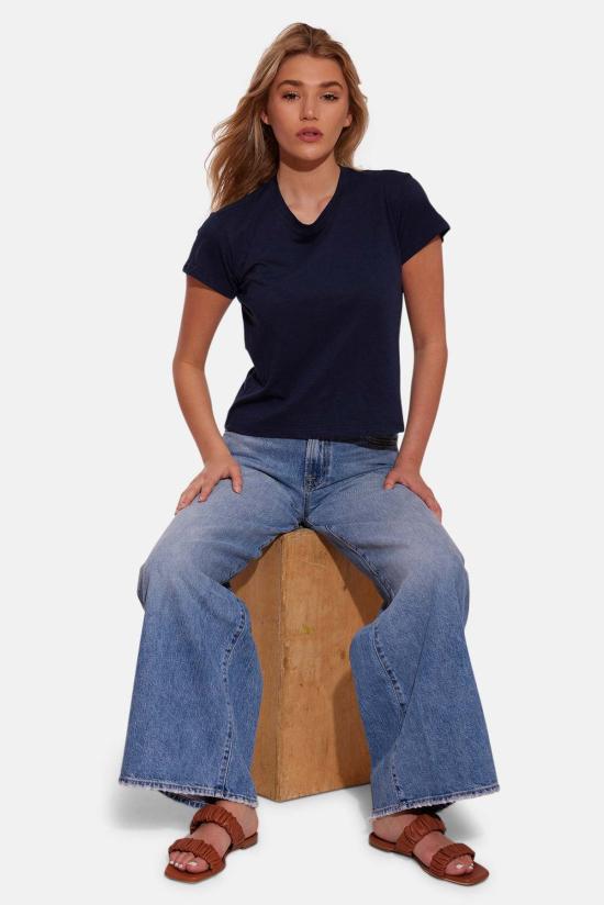  더 타일 클럽 반팔 티셔츠 타일 클럽 베베 럭스 티 네이비 - THE TILE CLUB