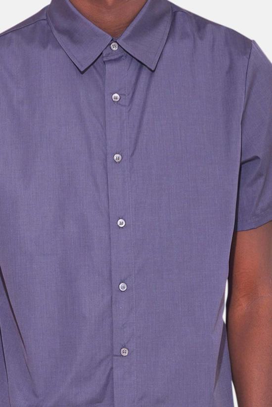  Blue&Cream 반팔 셔츠 블루&크림 팝린 반팔 버튼다운 차콜 마이크로 스트라이프 - BLUE&CREAM