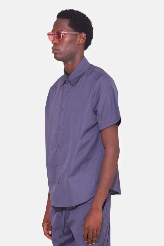  Blue&Cream 반팔 셔츠 블루&크림 팝린 반팔 버튼다운 차콜 마이크로 스트라이프 - BLUE&CREAM