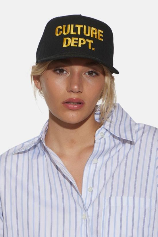  블루&크림 볼캡 컬처 디파트 스냅백 캡 블랙/옐로우