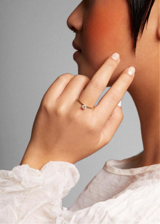  몬도 몬도 반지 프린세스 링 문스톤/14k 옐로우 골드