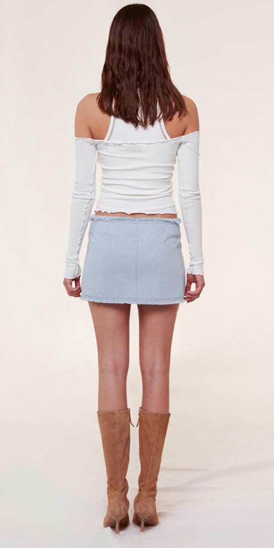  SIEDRÉS 데님 스커트 SiedrÉs Loran Crystal Embellished Denim 미니 스커트 라이트 블루 - OTHER BRANDS