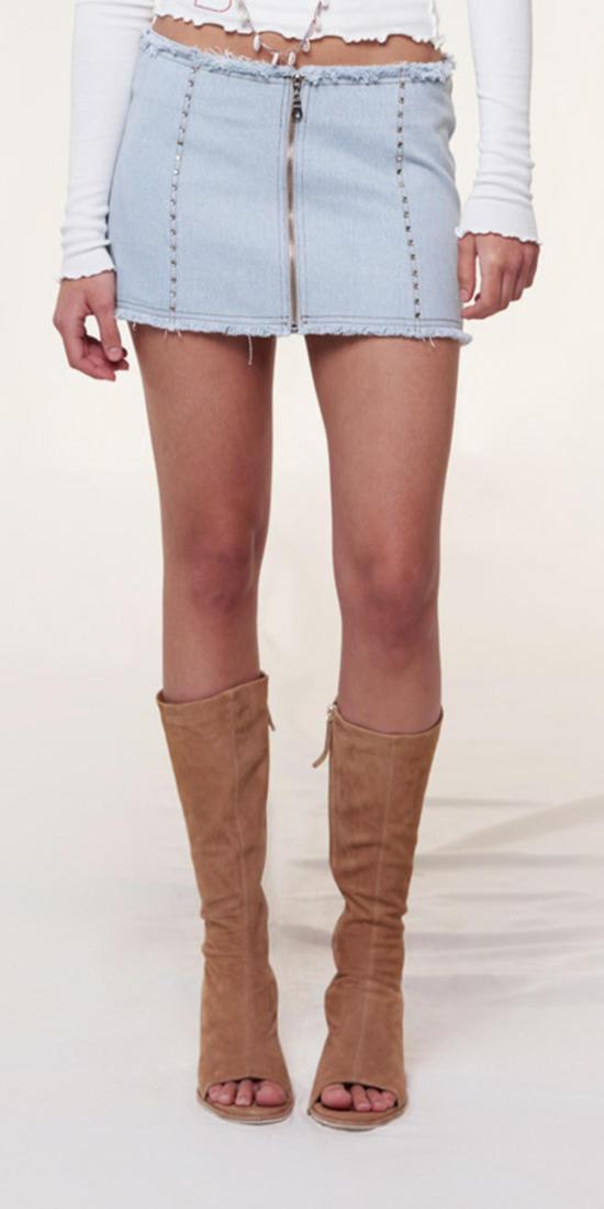  SIEDRÉS 데님 스커트 SiedrÉs Loran Crystal Embellished Denim 미니 스커트 라이트 블루 - OTHER BRANDS