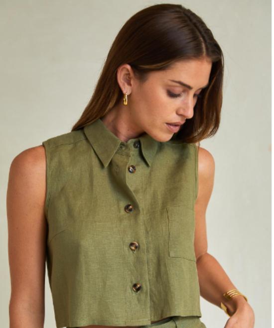  헤브론 민소매 티셔츠 카티아  올리브 - HEVRON