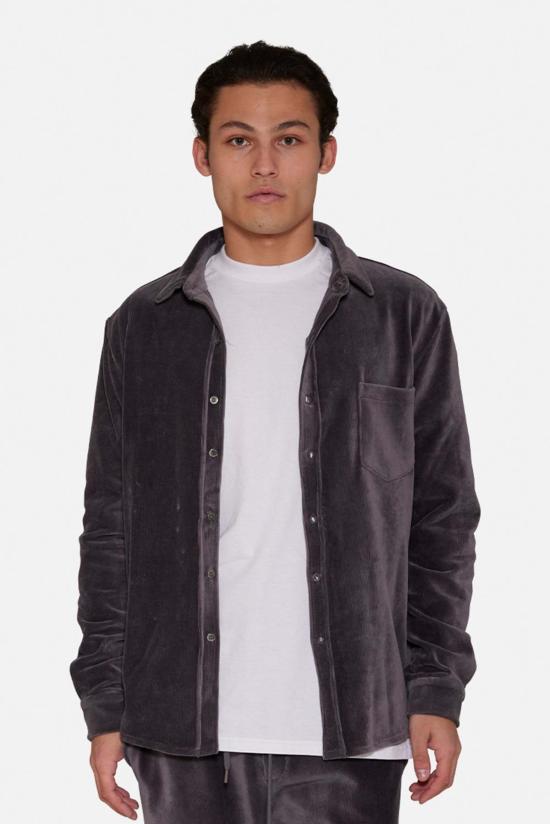  Blue&Cream 긴팔 셔츠 블루&크림 마이크로 코드 벨루어  차콜