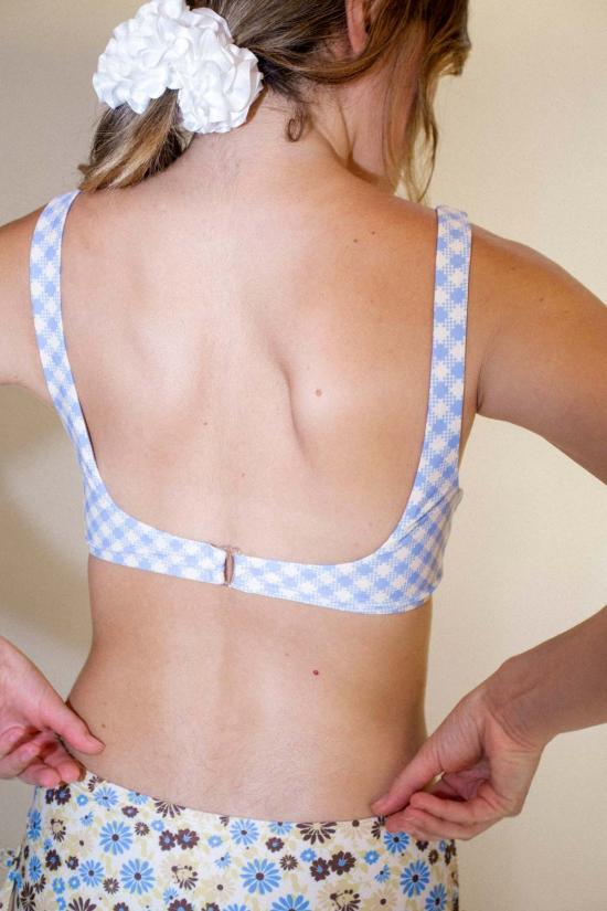  넘버 식스 비키니 수영복 No.6 우르술라 비키니 탑 파우더 블루 깅엄 - NO.6