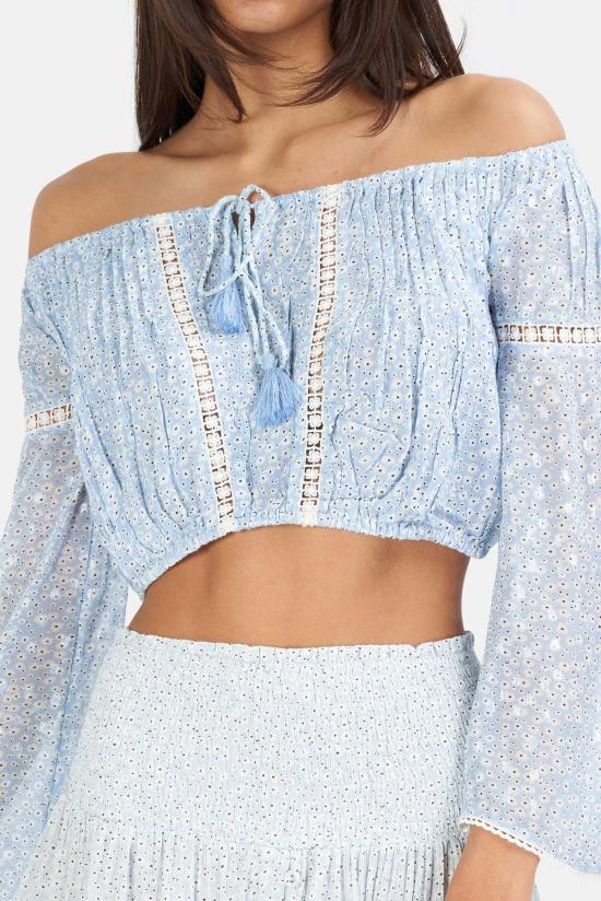  선데이 세인트 트로페즈 민소매 티셔츠 선데이 생트로페 방돌 플라워 탑 아주르 - SUNDAY SAINT-TROPEZ