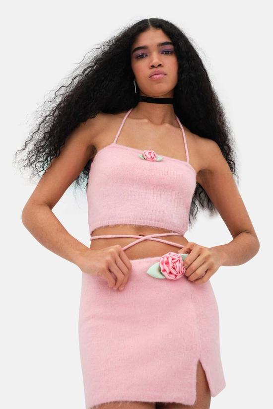  포러브앤레몬스 민소매 티셔츠 For Love & Lemons 사바나 탱크탑 핑크 - FOR LOVE & LEMONS