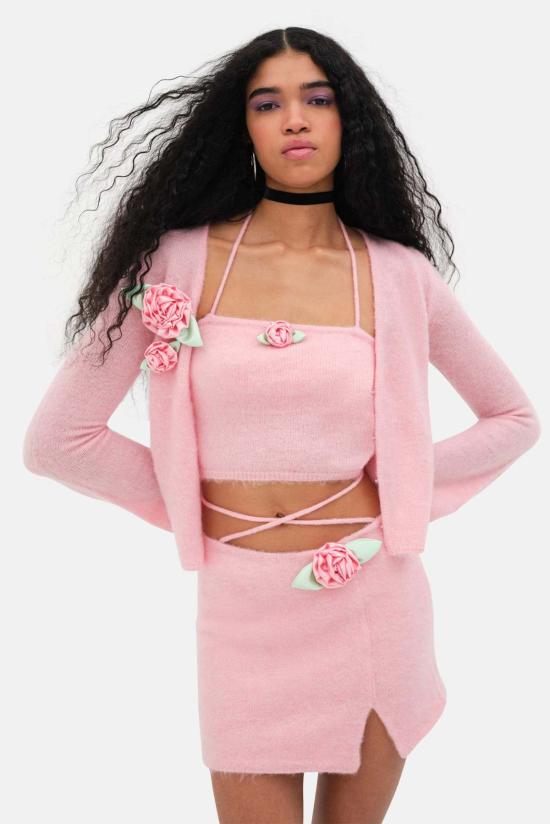  포러브앤레몬스 민소매 티셔츠 For Love & Lemons 사바나 탱크탑 핑크 - FOR LOVE & LEMONS