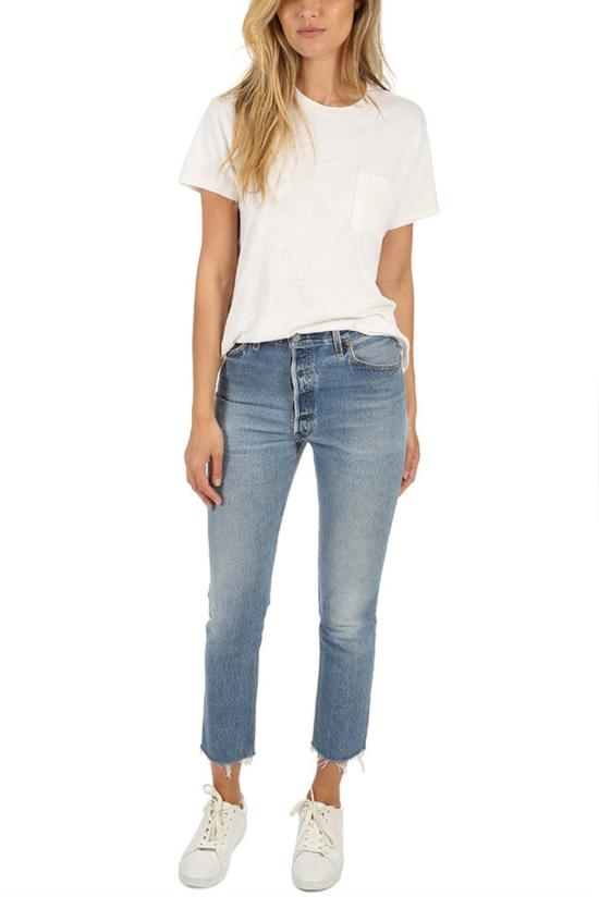  리던 데님 팬츠 리/던 하이 라이즈 앵클 크롭 진 인디고 - RE/DONE