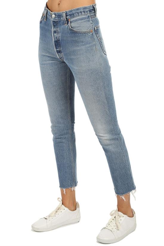  리던 데님 팬츠 리/던 하이 라이즈 앵클 크롭 진 인디고 - RE/DONE