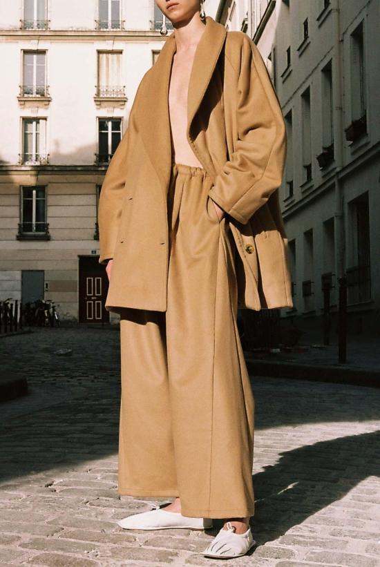  다두라 스트레이트 팬츠 다투라 캐시미어 울 주도 팬츠 캐멀 - DATURA