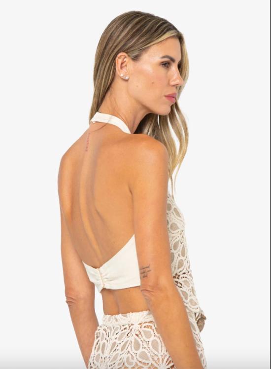  제이비큐 민소매 티셔츠 JBQ 시리 레이스 마크라메 탑 토프 - JBQ