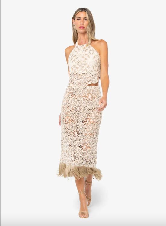  제이비큐 민소매 티셔츠 JBQ 시리 레이스 마크라메 탑 토프 - JBQ