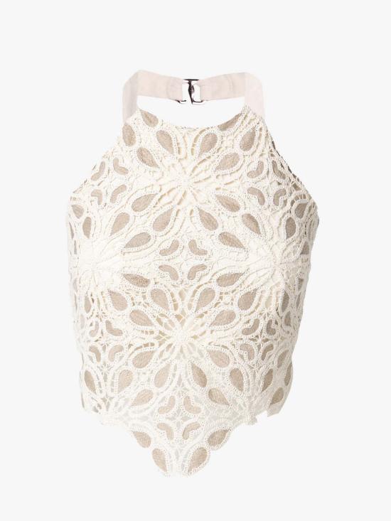  제이비큐 민소매 티셔츠 JBQ 시리 레이스 마크라메 탑 토프 - JBQ