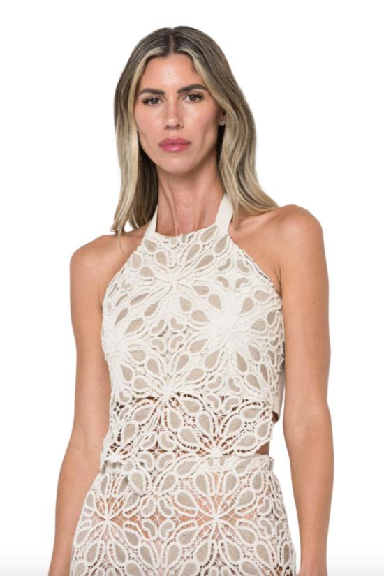  제이비큐 민소매 티셔츠 JBQ 시리 레이스 마크라메 탑 토프