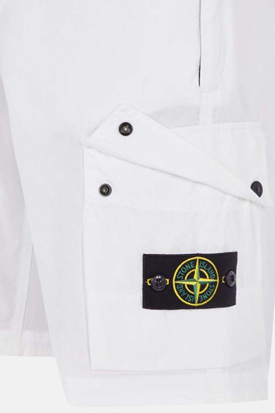  스톤 아일랜드 숏팬츠 올드 트리트먼트 카고 버뮤다 반바지 화이트 - STONE ISLAND