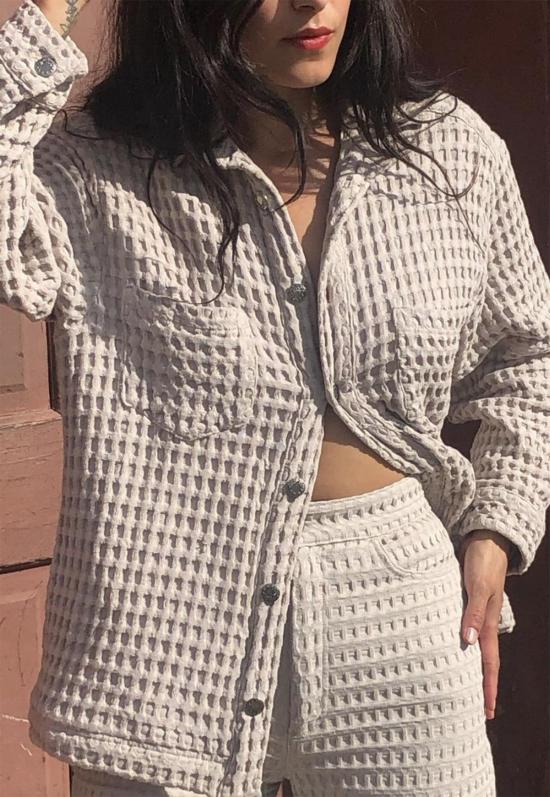  Aniela Parys 스트레이트 팬츠 칼립소 와플 팬츠 내추럴 - OTHER BRANDS