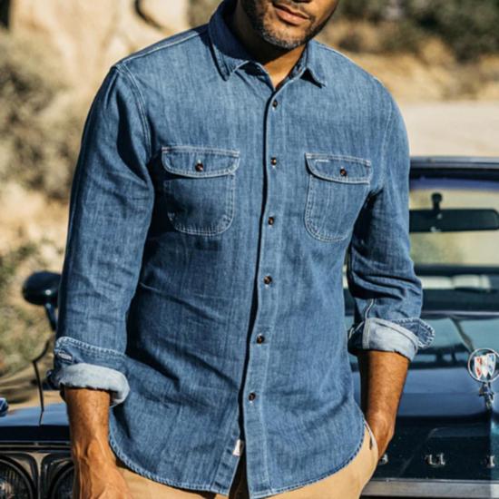  Hiroshi Kato 데님 셔츠 히로시 카토 브레이스 - HIROSHI KATO