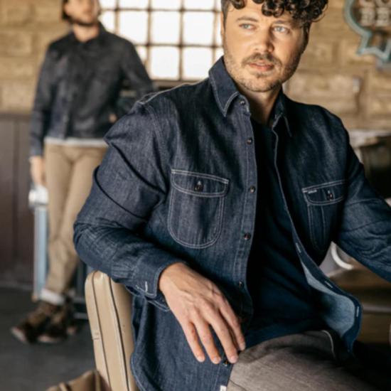  Hiroshi Kato 데님 셔츠 히로시 카토 브레이스 - HIROSHI KATO