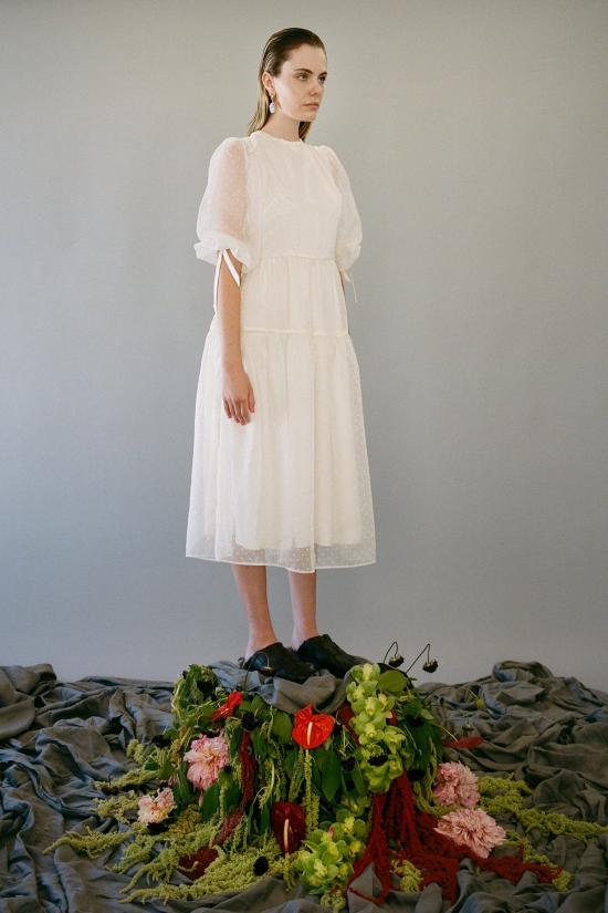  케이코 롱 원피스 Kk Co Hus 오간자 드레스 아이스 도트 - KKCO