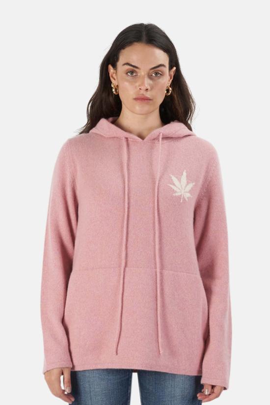  Harden 후드 티셔츠 V X 블루&크림 리프 캐시미어 후드 티셔츠 핫핑크/화이트