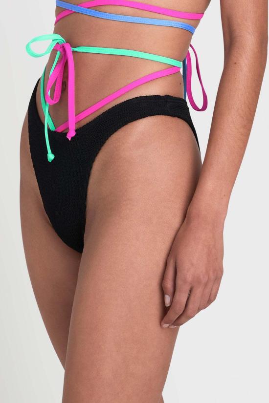  본드아이 비키니 수영복 본드 아이 스트랩 씬 브리프 에코 블랙/멀티 - BOND EYE