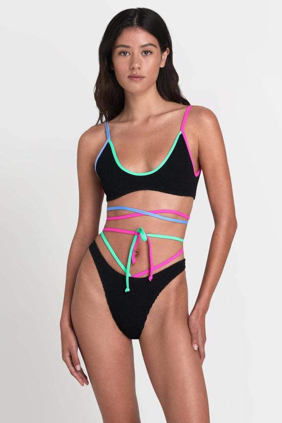  본드아이 비키니 수영복 본드 아이 스트랩 씬 브리프 에코 블랙/멀티