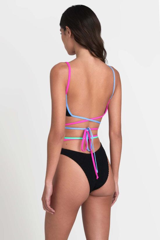  본드아이 비키니 수영복 본드 아이 스트랩 씬 브리프 에코 블랙/멀티 - BOND EYE