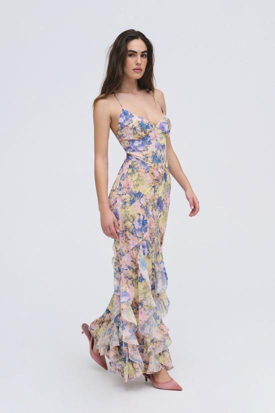  포러브앤레몬스 롱 원피스 For Love & Lemons Elea 맥시 드레스 핑크 - FOR LOVE & LEMONS