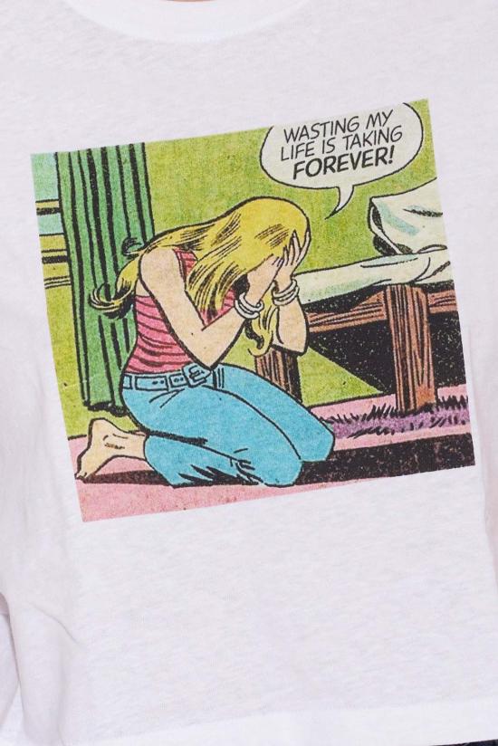  블루&크림 반팔 티셔츠 워스팅 마이 라이프 티셔츠 - BLUE&CREAM