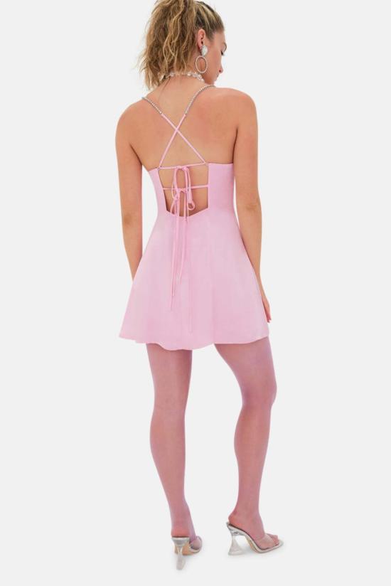 포러브앤레몬스 숏 원피스 For Love & Lemons 엘로라 미니 드레스 핑크 - FOR LOVE & LEMONS