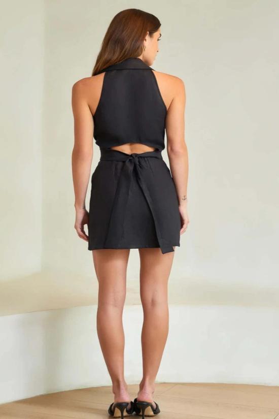  헤브론 숏 원피스 도미노 미니드레스 블랙