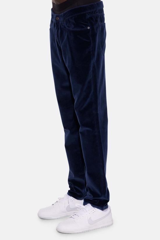  볼리올리 스트레이트 팬츠 Boglioli 5 포켓 벨루어 진 다크 블루 - BOGLIOLI