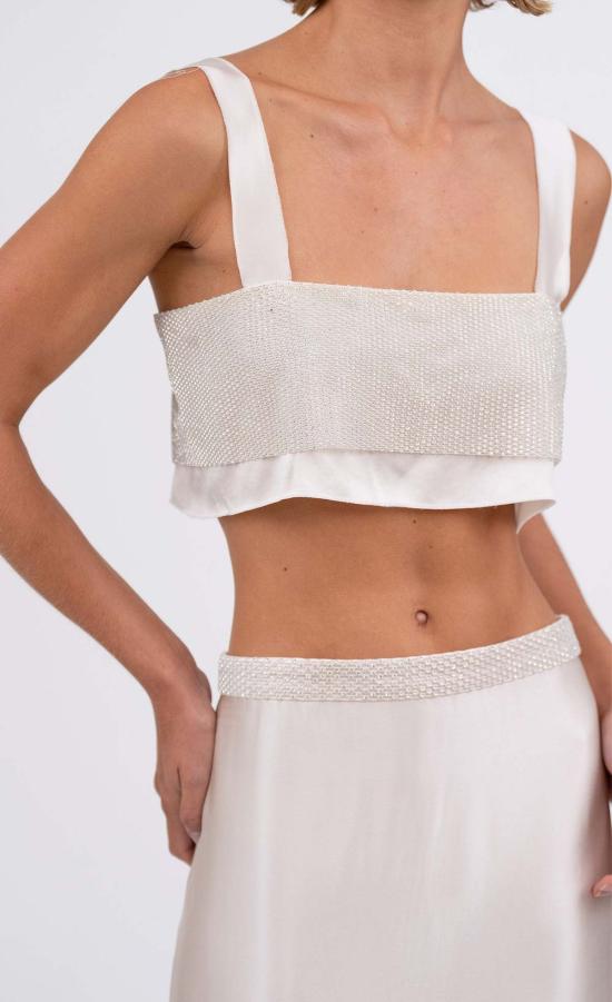  논살란트 레이블 민소매 티셔츠 넌샬런트 라벨 카프리 크롭 샴페인 - NONCHALANT LABEL