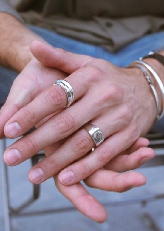  스코샤 반지 남성용 기하학적 시그넷 링 실버