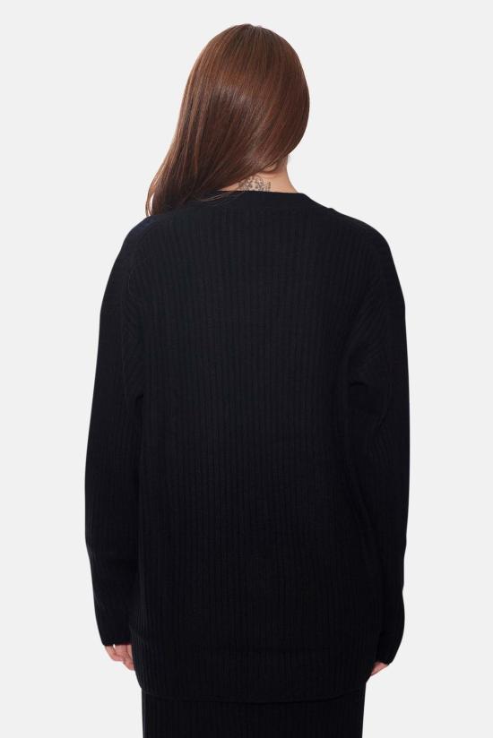  더 타일 클럽 가디건 타일 클럽 루시 리브 코쿤 카디건 블랙 - THE TILE CLUB