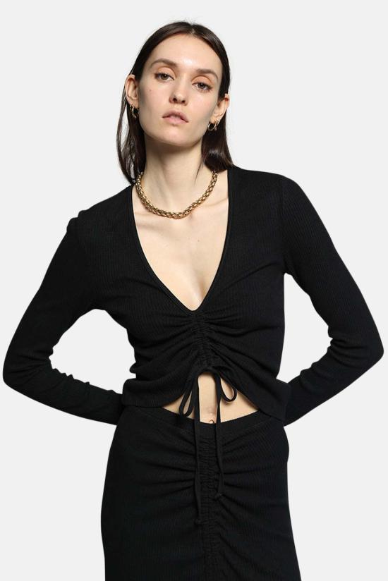  The Range 반팔 티셔츠 레인지 브러시드 알로이 개더드 롱슬리브 블랙