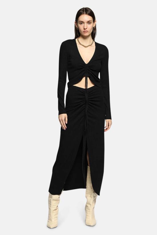  The Range 반팔 티셔츠 레인지 브러시드 알로이 개더드 롱슬리브 블랙 - THE RANGE