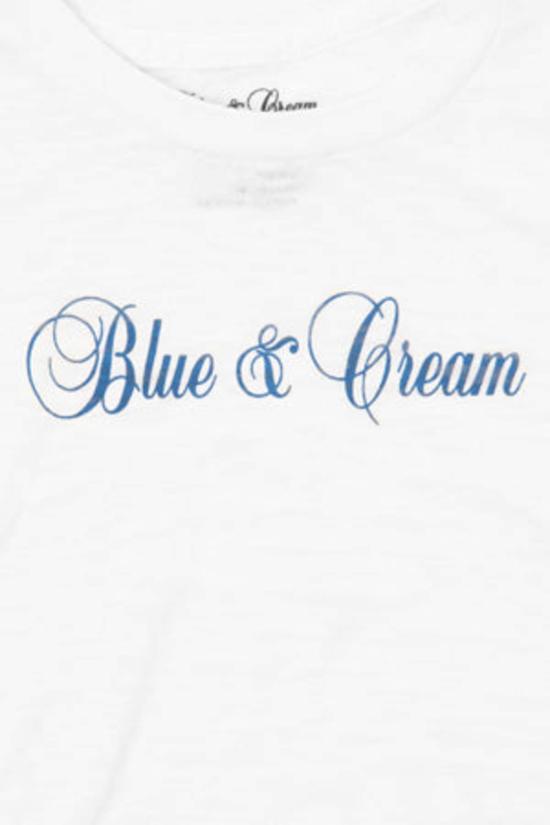  블루&크림 반팔 티셔츠 블루앤크림 스크립트 유아용 티셔츠 화이트 - BLUE&CREAM
