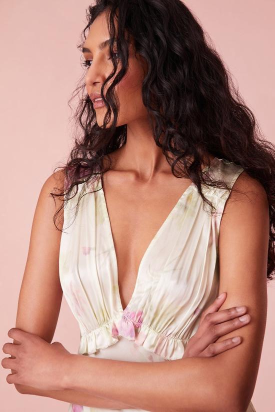  러브쉐이크팬시 롱 원피스 러브 쉑 팬시 수니바 드레스 피치 세이지 - LOVESHACKFANCY