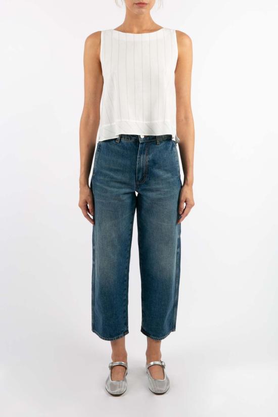  amannna 민소매 티셔츠 아마나 사바나  화이트 스트라이프 - OTHER BRANDS