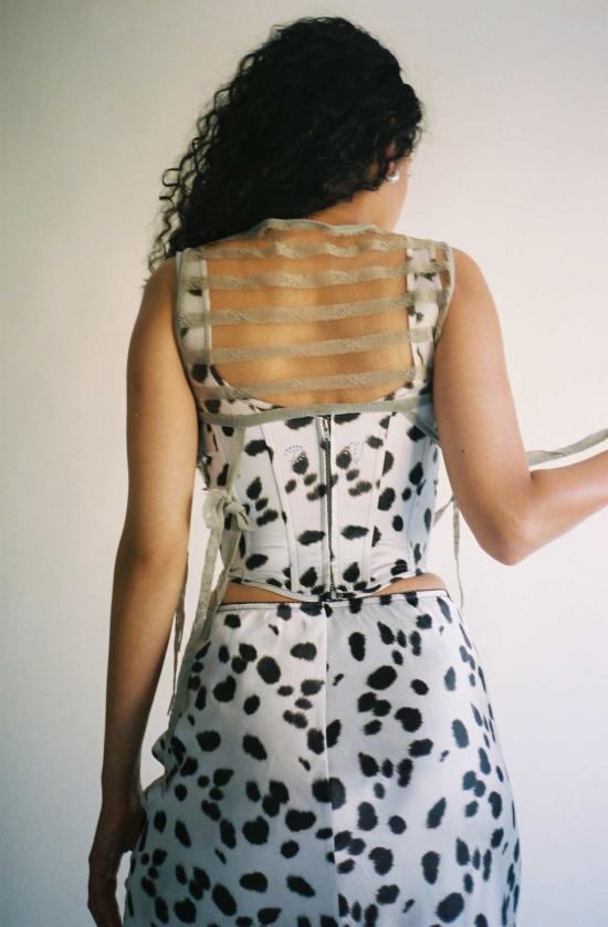  프리스카베라 민소매 티셔츠 Priscavera Dalmation 코르셋 탑 멀티 - PRISCAVERA