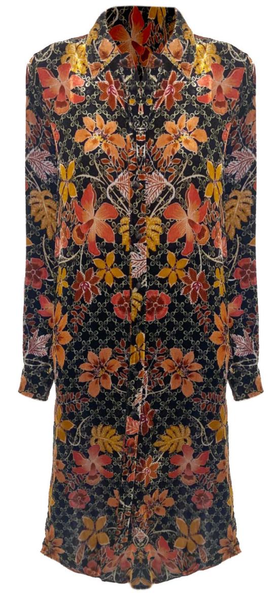  조니 와스 숏 원피스 Johnny Was Jasmoon Flore 벨벳 릴렉스 오버셔츠 드레스 멀티컬러