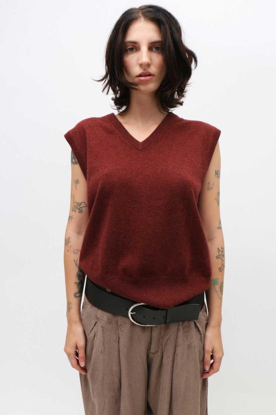  익스트림캐시미어 베스트 익스트림 캐시미어 스펜서  마룬 - EXTREME CASHMERE