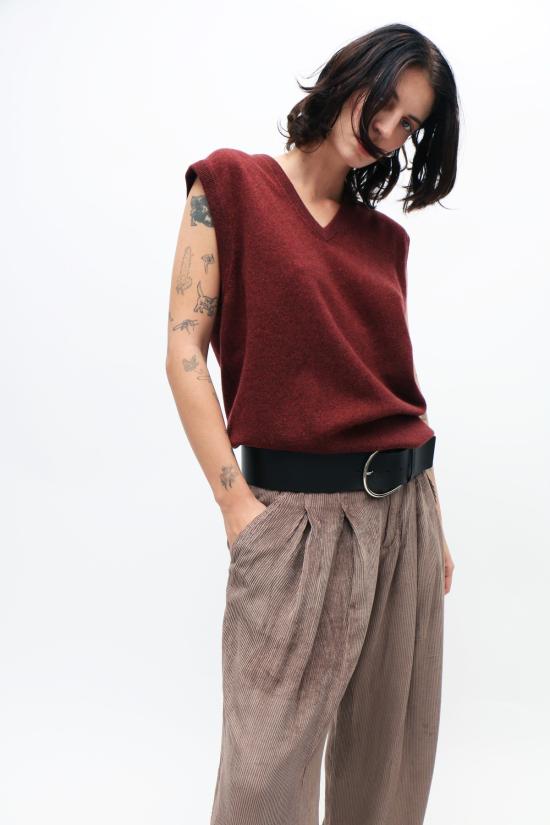  익스트림캐시미어 베스트 익스트림 캐시미어 스펜서  마룬 - EXTREME CASHMERE