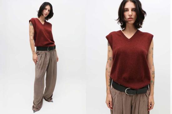  익스트림캐시미어 베스트 익스트림 캐시미어 스펜서  마룬 - EXTREME CASHMERE