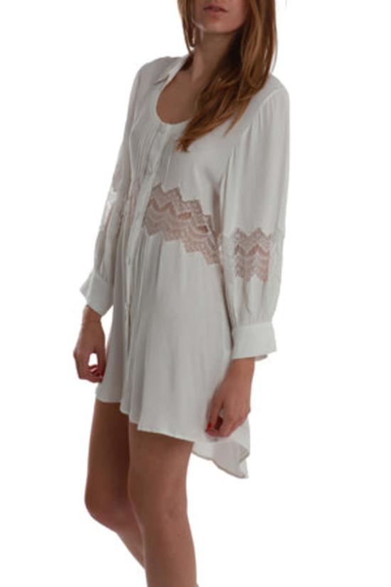  Shakuhachi 숏 원피스 샤쿠하치 자수 레이스 셔츠 드레스 화이트 - OTHER BRANDS