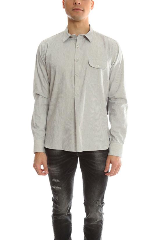  18 Waits 긴팔 셔츠 18 웨이츠 아파치 풀리 핀스트라이프  그레이